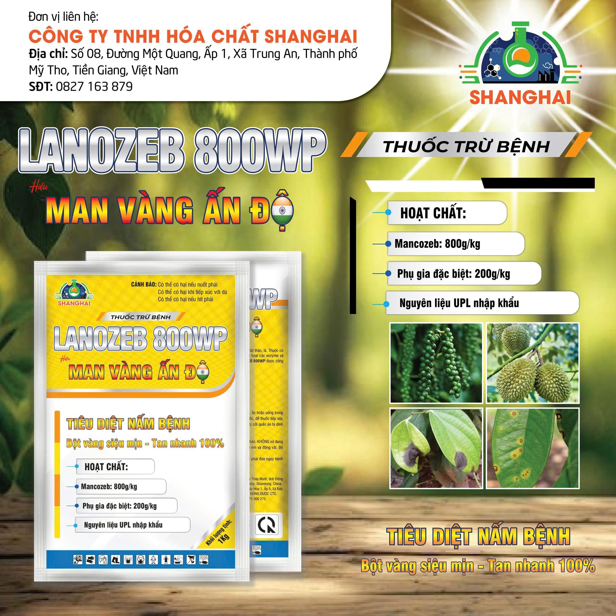 LANOZEB 800WP - Bột vàng (Mancozeb 800g/kg)