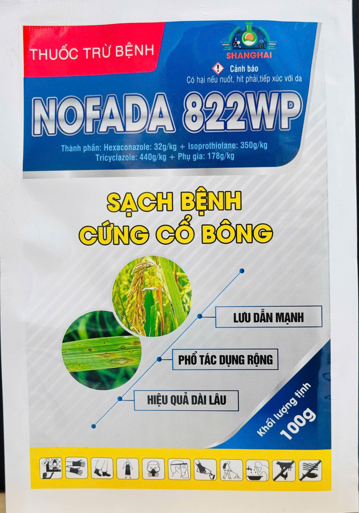 NOFADA 822WP (Isoprothiolan 350g/kg + Tricyclazole 440g/kg + Hexaconazole 32g/kg)