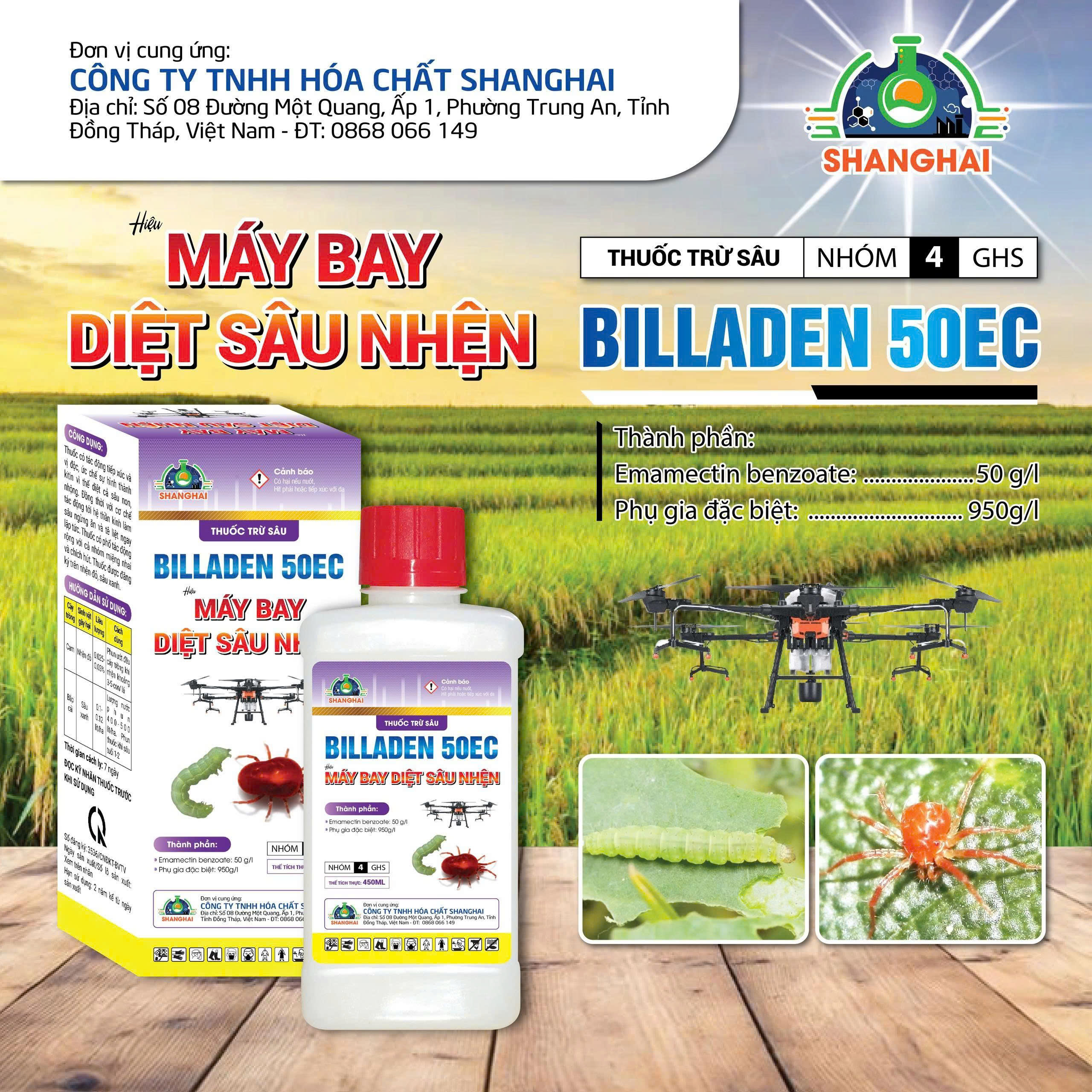 BILLADEN 50EC (Emamectin Benzoat 50g/l) Hàng nhập khẩu - dạng nước đặc