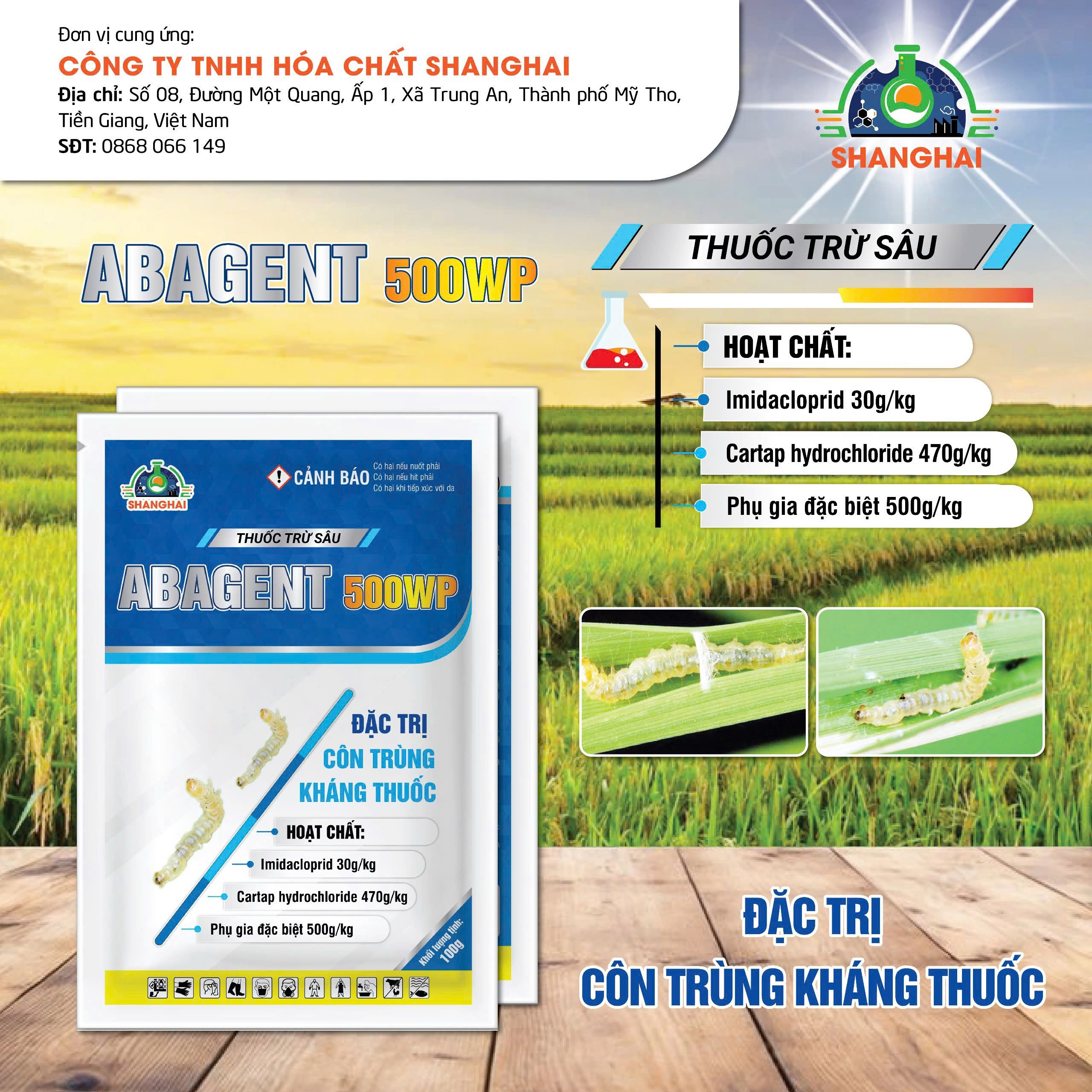 ABAGENT 500WP (Cartap Hydrochloride 750g/kg + Imidacloprid 100g/kg)